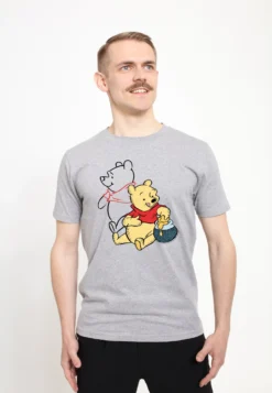 Disney Winnie The Pooh Pooh Line ArtT-Shirt Con StampaMelange Grey Uomo T-shirt E Polo H3A22O4JT-C11