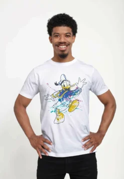 Disney Classic Mickey Splatter Donald UnisexT-Shirt Con StampaWhite Uomo T-shirt E Polo H3A22O077-A11