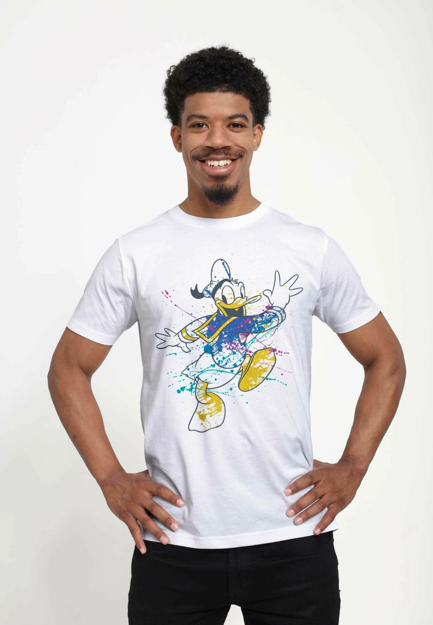 Disney Classic Mickey Splatter Donald UnisexT-Shirt Con StampaWhite Uomo T-shirt E Polo H3A22O077-A11 1 Disney Classic Mickey Splatter Donald UnisexT-Shirt Con StampaWhite Uomo T-shirt E Polo H3A22O077-A11