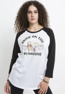 Disney Winnie The Pooh Bring On The SunshineMaglietta A Manica LungaWhite Black Donna T-shirt E Top H3A21DBDK-A11