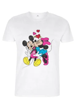 Disney Mickey Mouse Mickey Minnie Love - T-Shirt Con Stampa - White