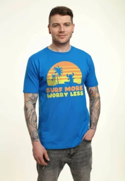 Disney Lilo & Stitch Stitch Surf More Worry Less UnisexT-Shirt Con StampaBright Blue Uomo T-shirt E Polo H3A22O0WO-K11