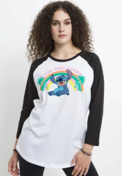 Disney Lilo & Stitch Kawaii StitchMaglietta A Manica LungaWhite Black Donna T-shirt E Top H3A21DBDE-A11