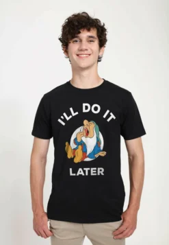 Disney Snow White Do It Later Unisex - T-Shirt Con Stampa - Black