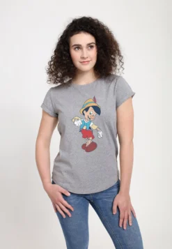 Disney Pinocchio Vintage PinocchioT-Shirt Con StampaMelange Grey Donna T-shirt E Top H3A21DAS3-C11