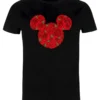 Disney Mickey Classic Mickey Mouse Roses - T-Shirt Con Stampa - Black