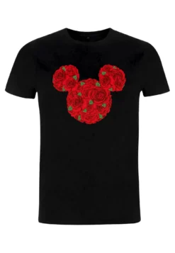 Disney Mickey Classic Mickey Mouse Roses - T-Shirt Con Stampa - Black