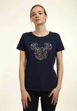 Disney Classic Mickey Floral EarsT-Shirt Con StampaNavy Blue Donna T-shirt E Top H3A21D1VN-K11