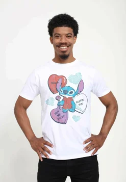 Disney Lilo & Stitch Heart Pizza UnisexT-Shirt Con StampaWhite Uomo T-shirt E Polo H3A2101ZU-A11