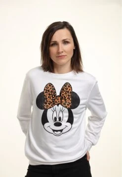 Disney Classic Mickey Modern Minnie Face LeopardFelpaWhite Donna Felpe H3A21J6MF-A11
