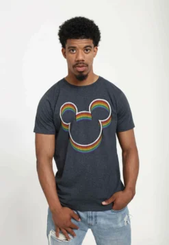 Disney Mickey Classic Rainbow Ears UnisexT-Shirt Con StampaMelange Black Donna T-shirt E Top H3A21026G-Q11