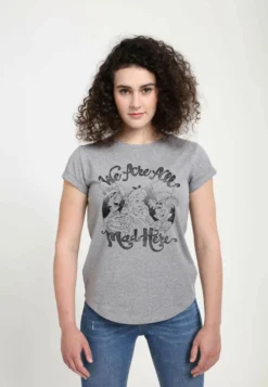Disney Alice In Wonderland All Mad HereT-Shirt Con StampaMelange Grey Donna T-shirt E Top H3A21D01C-C11