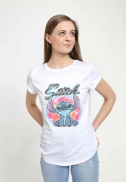 Disney Lilo & Stitch Stitch AirbrushT-Shirt Con StampaWhite Donna T-shirt E Top H3A21D07Z-A11