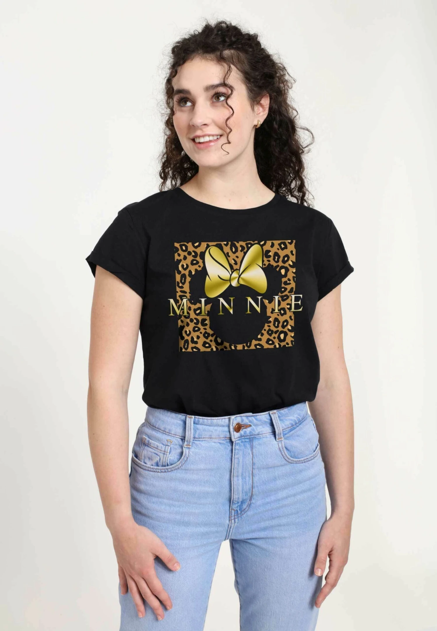 Disney Mickey Classic Leopard Square Minnie - T-Shirt Con Stampa - Black 1 Disney Mickey Classic Leopard Square Minnie - T-Shirt Con Stampa - Black