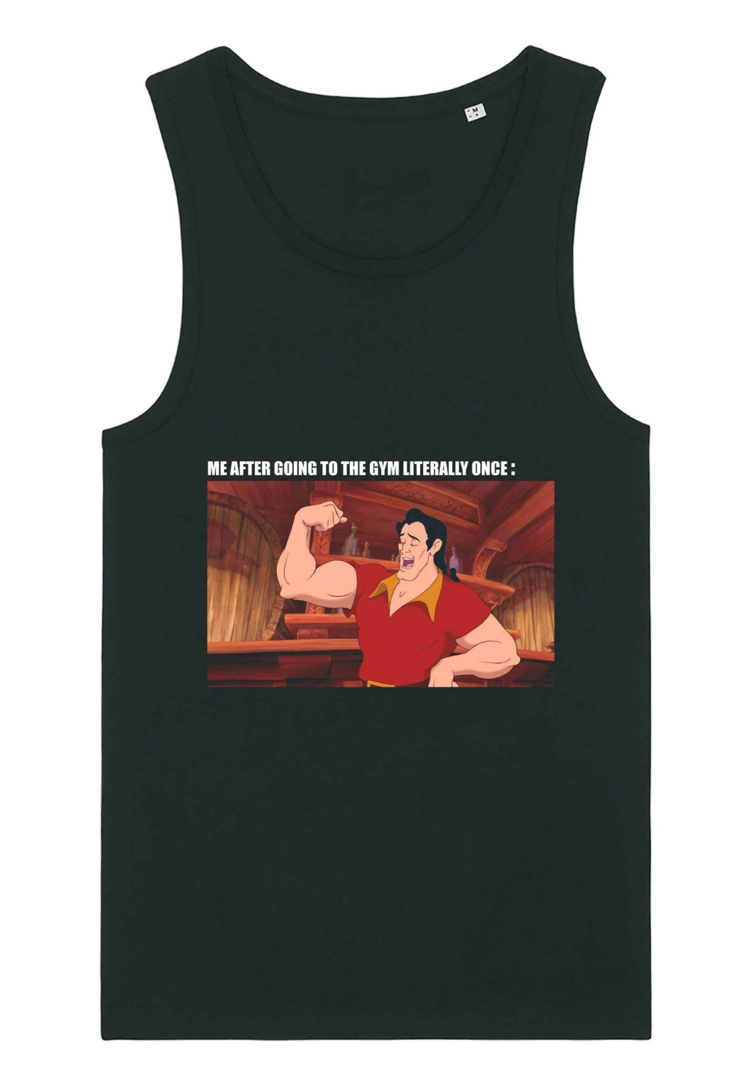 Disney Beauty The Beast Gaston Gym Meme- Top - Black 5 Disney Beauty The Beast Gaston Gym Meme- Top - Black - immagine 5